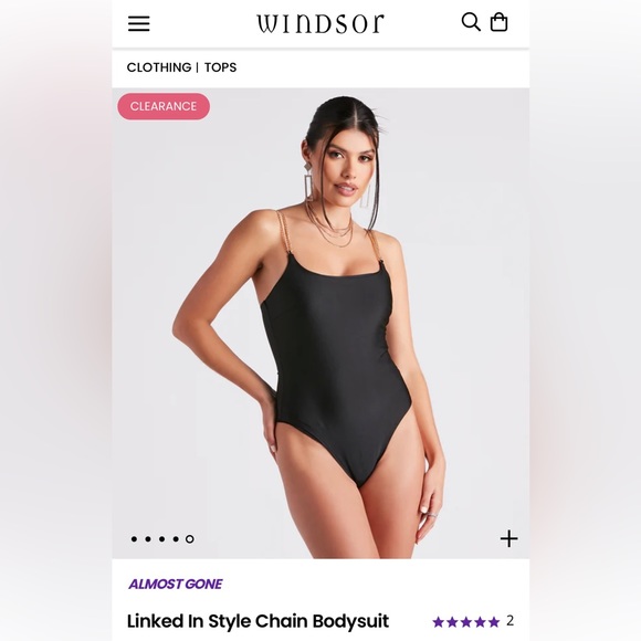 Windsor Black Chain Strap Bodysuit Large - Picture 4 of 4